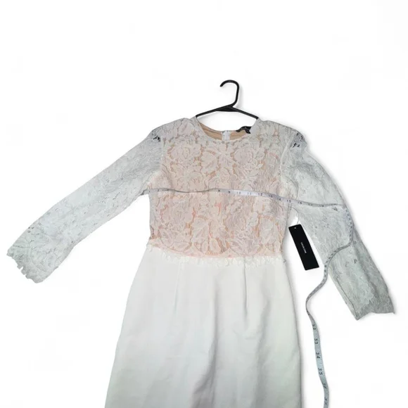 NWT Lulus White Lace Long Sleeve Bodycon Mini Dress XS - Picture 3 of 5